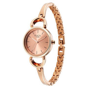 Titan 2724WM01 angled view showing the round dial and rose gold strap