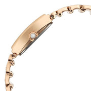 Titan 2806WM01F Raga Power Pearls 2.0 women's watch with mother of pearl dial and rose gold metal strap, side profile of the watch case