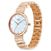 Titan 2810WM03F Raga Power Pearls women's watch with mother of pearl dial and rose gold metal strap, dial and strap view