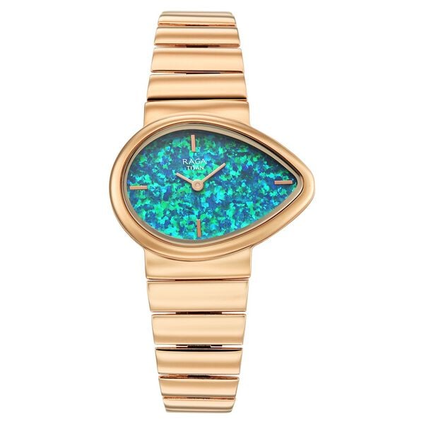 Titan 2814WM01 Raga Opalesque Quartz Analog Watch with Multicoloured Dial and Rose Gold Metal Strap for Women 35mm