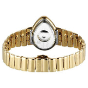 Titan 2814YM01 Raga Opalesque women's watch with white dial and golden metal strap, side profile of the case and strap