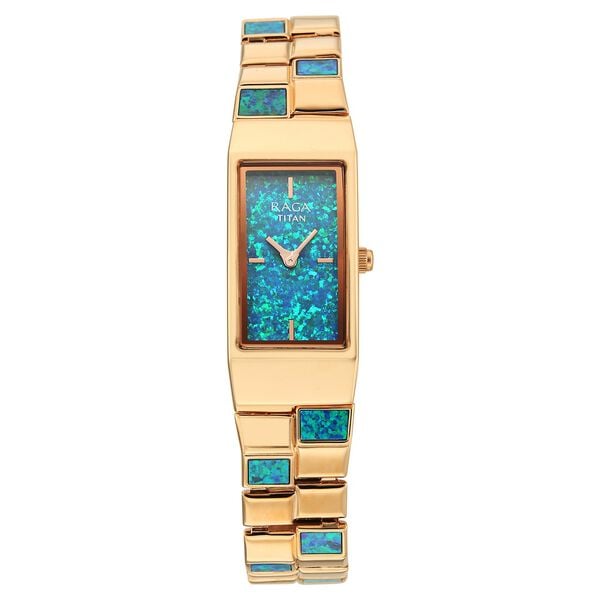 Titan 2815WM01 Raga Opalesque Quartz Analog Watch with Multicoloured Dial and Rose Gold Metal Strap for Women 15mm