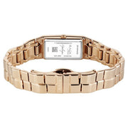 Titan 2815WM02 Raga Opalesque watch caseback and rose gold metal bracelet