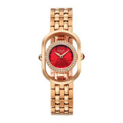 Titan 2839WM01 Paris, With Love watch for women with red mirror polished dial and rose gold stainless steel strap, primary product view