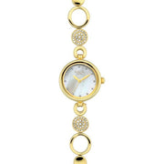 Titan 311YM16 Raga women's watch with mother of pearl dial and golden metal strap, watch detail
