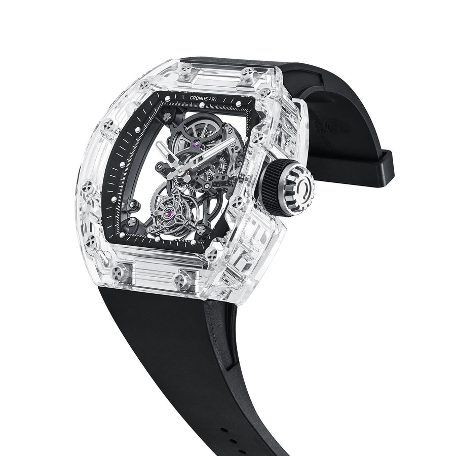 CM08-028 Men's Crystal Case Tourbillon Watch 42mm