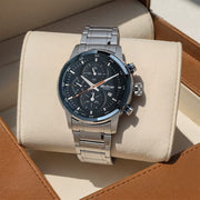 Titan 90086KM01 Octane watch with blue dial and silver stainless steel strap, main product image