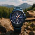 Titan 90086KM08 Octane Primal Quartz Chronograph Watch with Blue Dial and Blue Stainless Steel Strap for Men 46mm