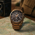 Titan 90086KM09 Octane Primal Quartz Chronograph Watch with Brown Dial and Brown Stainless Steel Strap for Men 46mm