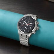 Titan 90086SM01 Octane watch with black dial and silver stainless steel strap, main product image