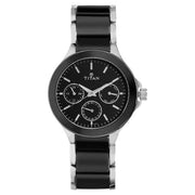 Titan 90089KD01 Ceramics watch with black dial and two toned ceramic & stainless steel strap, official gallery image 2