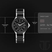 Titan 90089KD01 Ceramics watch with black dial and two toned ceramic & stainless steel strap, official gallery image 3