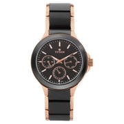 Titan 90089KD02 Ceramics watch with black dial and two toned ceramic & stainless steel strap, main product image