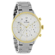 Titan 90102BM01 watch with white dial and silver stainless steel strap, official gallery image 2