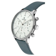 Titan 90102SL03 watch with white dial and leather strap, official gallery image 2