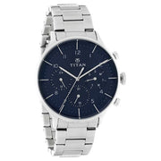 Titan 90102SM01 On Trend watch with blue dial and silver stainless steel strap, official gallery image 2