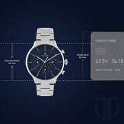 Titan 90102SM01 On Trend watch with blue dial and silver stainless steel strap, official gallery image 3