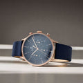 Titan 90102WL02 On Trend Quartz Multifunction Watch with Blue Dial and Blue Leather Strap for Men 42mm