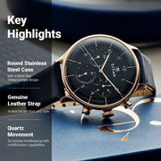 Titan 90102WL02 On Trend watch with blue dial and blue leather strap, official gallery image 3