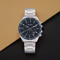 Titan 90103KM02 Octane Quartz Chronograph Watch with Blue Dial and Silver Stainless Steel Strap for Men 46mm