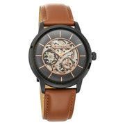 Titan 90110NL02 Automatics watch with black dial and tan leather strap, official gallery image 2
