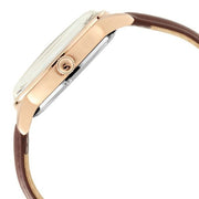 Titan 90110WL06 automatic watch showing side profile and brown leather strap