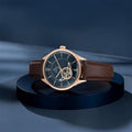 Titan 90111WL01 Automatics Analog Watch with Blue Dial and Tan Leather Strap for Men 43mm