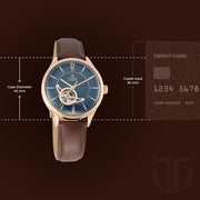 Titan 90111WL01 Automatics watch with blue dial and tan leather strap, official gallery image 3