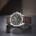 Titan 90114KP01 Octane Hyper Lume Quartz Multifunction Watch with Black Dial and Brown Leather Strap for Men 44mm