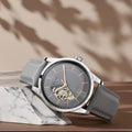 Titan 90126SL01 Automatics Analog Watch with Grey Dial and Grey Leather Strap for Men
