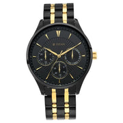 Titan 90127KM01 Regalia Opulent watch with black dial and silver stainless steel strap, official gallery image 2