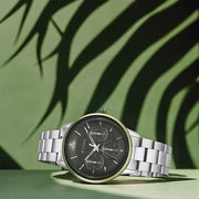 Titan 90133KM01 Urban Magic watch with green dial and silver stainless steel strap, main product image