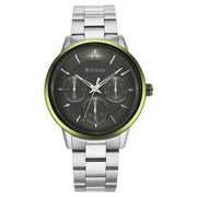 Titan 90133KM01 Urban Magic watch with green dial and silver stainless steel strap, official gallery image 2