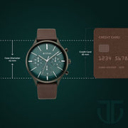 Titan 90134QL01 Light Leathers watch with green dial and brown leather strap, official gallery image 3