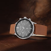 Titan 90134SL01 Light Leathers watch with black dial and brown leather strap, main product image