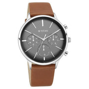 Titan 90134SL01 Light Leathers watch with black dial and brown leather strap, official gallery image 2