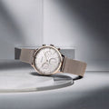 Titan 90134WM01 Light Leathers Quartz Multifunction Watch with Silver Dial and Silver Stainless Steel Mesh Strap for Men