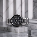 Titan 90148KD01 Ceramic Fusion Quartz Multifunction Watch with Black Dial and Stainless Steel Strap with Ceramic Links for Men 42mm