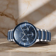 Titan 90148KD02 Ceramic Fusion watch with blue dial and blue stainless steel with ceramic links strap, main product image