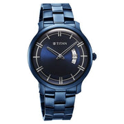 Titan 90170QM01 Blue dial watch with Blue Stainless Steel strap, official product gallery image 2