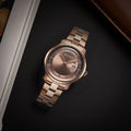 Titan 90170QM02 Clasique Slim Quartz Analog Watch with Date, Coffee Brown Dial and Rose Gold Stainless Steel Strap for Men 41mm