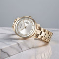 Titan 90170WM01 Classic Distincta Quartz Analog Watch with Date, Silver Dial and Rose Gold Stainless Steel Strap for Men