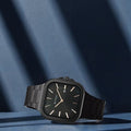 Titan 90176NM01 Classique Slim Square Quartz Analog Watch with Date, Black Dial and Black Stainless Steel Strap for Men 41mm