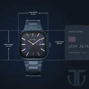 Titan 90176QM01 Classique Slim Square watch with blue dial and blue stainless steel strap, additional official product gallery view