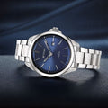 Titan 90177TM01 Titanium Quartz Analog Watch with Blue Dial and Silver Titanium Strap for Men 32mm