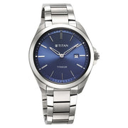 Titan 90177TM01 Blue dial watch with Silver Titanium strap, official product gallery image 2