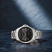 Titan 90177TM03 Black dial watch with Silver Titanium strap, official product gallery image 1