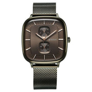 Titan 90178QM02 Avant Garde watch with brown dial and green stainless steel strap, alternate product view showing the case and strap