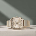 Titan 90178WM01 Avant Garde Quartz Multifunction Watch with Silver Dial and Rose Gold Stainless Steel Strap for Men 42mm