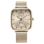 Titan 90178WM01 Avant Garde watch with silver dial and rose gold stainless steel strap, alternate product view showing the case and strap